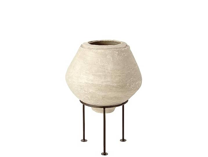 J-Line Topf AUF FUß Chad Papier Mache WEIß