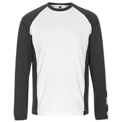 T-Shirt, Langarm UNIQUE, Weiß/Dunkelanthrazit, Größe M - weiss - M