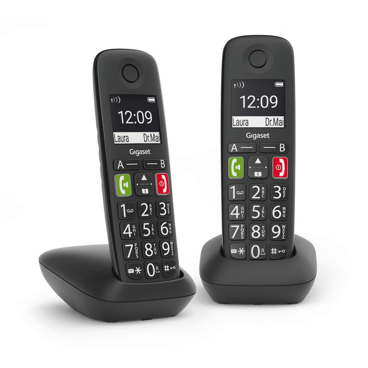 Gigaset E290 Duo Großtastentelefon schwarz