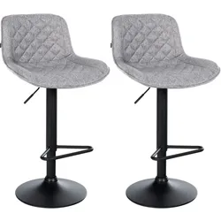 CLP Barhocker 2er Set, Barstuhl Kasson höhenverstellbar und drehbar mit Rückenlehne, modern mit Fußablage und gepolsterter Sitz