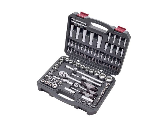 Steckschlüssel KRAFTWERK Set Basic 1/4 +1/2 105-teilig , silber (silberfarben), Materialmix, Schraubenschlüssel, Steckschlüssel