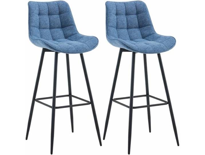 CLP 2er Set Barhocker Dartford I Gepolsterter Barstuhl I Metall-Gestell Farbe blau Material Stoff