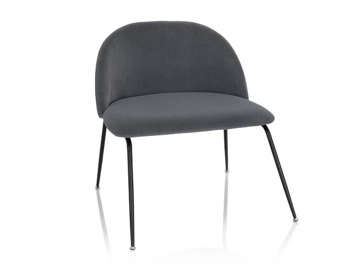 Fauteuil De Lounge Velvo Velours Gris Hjh Office
