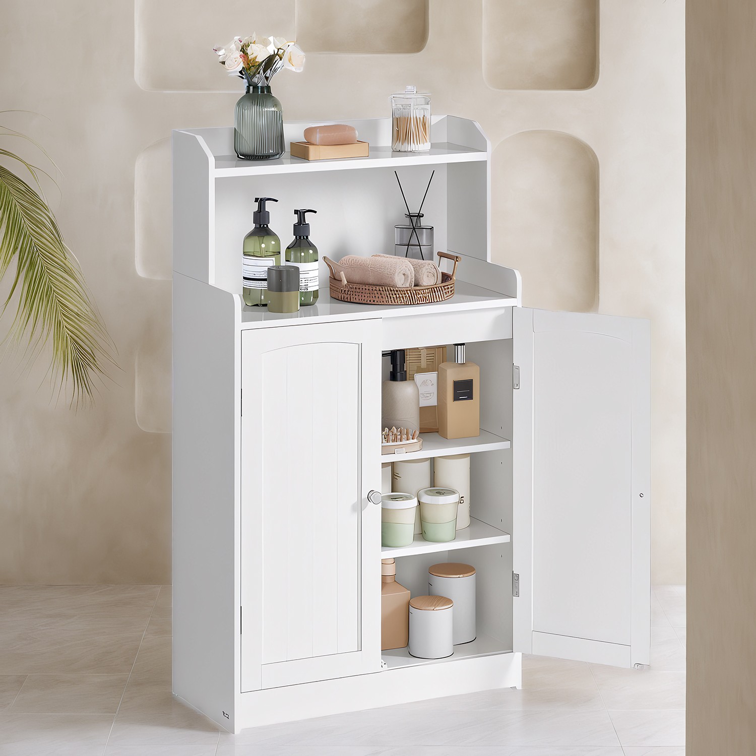 VASAGLE Badezimmerschrank, Badschrank mit 2 Türen, 2 verstellbare Eingeböden BBCB35770W01