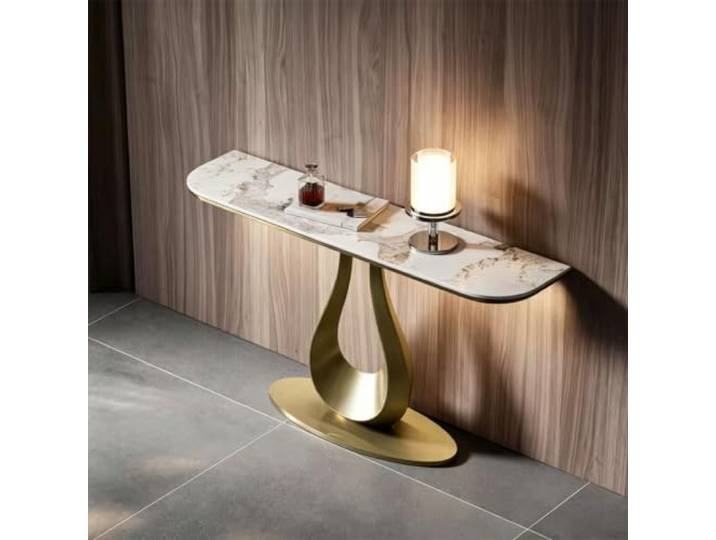 Konsolentisch Aus Metall Mit Schmaler Ablage Für Flur Und Wohnzimmer Robuster Eisenrahmen, Modernes Design, Platzsparend, Stabil, Einfache Montage(Gold,150cmW*30cmD*80cmH)