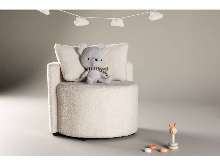 Kindersessel Lunno – Kuscheliger Teddy-Sessel in Weiß - Weiß - Luxusbetten24