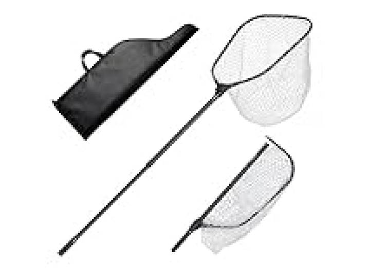 VEVOR Épuisette de Pêche Pliable, Filet de Pêche avec Manche Télescopique Alu 6063, pour Poisson Étang Bassin Kayak Bateau, Salabre Léger avec Filet en Silicone Souple et Échelle de Longueur Intégrée