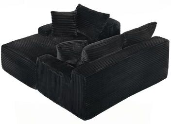 L Shaped Cloud Sectional Sofa, Modular Corduroy Couch with Arm Storage Pockets, Deep Seat No Assembly