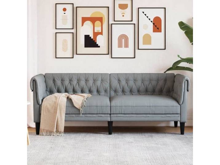 Canapé rétro salon/ Canapé Chesterfield 3 places - gris clair - tissu CC60184238