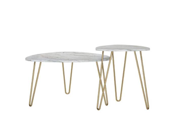 Tables gigognes en effet marbre blanc