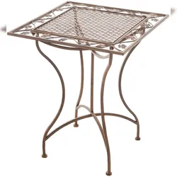 DELUKE Gartentisch FINN Vintage 60x60x72cm, Metall, Antik-Braun Balkontisch Outdoor-Tisch klein