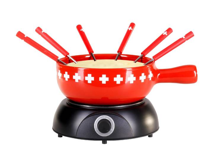 NOUVEL Fondue CH Band , rot, B:24,5cm H:21cm, Fondues, Fondue