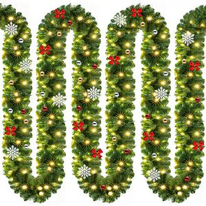 CASARIA Weihnachtsgirlande 107697, für innen und außen IP44, geschmückte Tannenzweige, künstlich, mit 160 LEDs, 10 m