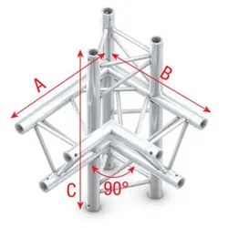 Milos Pro-30 Triangle P Truss - Corner up/down - left - 74 cm ACB45 - 90° corner - P