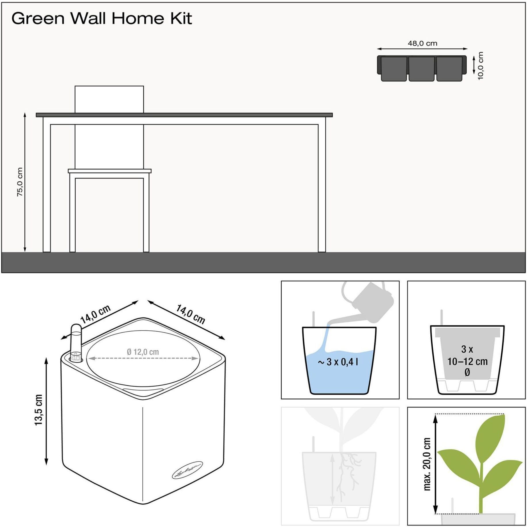 Übertopf "Green Wall Home Kit Schwarz glanz", schwarz, Pflanzgefässe, Übertopf schwarz Einheitsgröße
