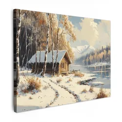 LEINWANDBILD Winter - Schnee - Zuhause - Natur Wandbild 40x30 cm