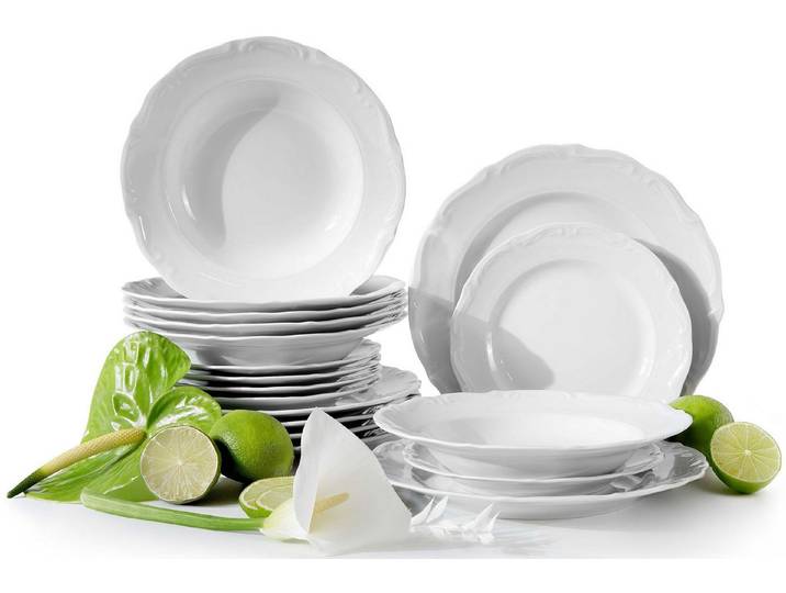 KONSIMO® Tafelservice CHODZIEZ MARIA TERESA Geschirrset, Hochwertiges Premium-Porzellan (18-tlg), 6 Personen, Porzellan, elegantes Tafelservice