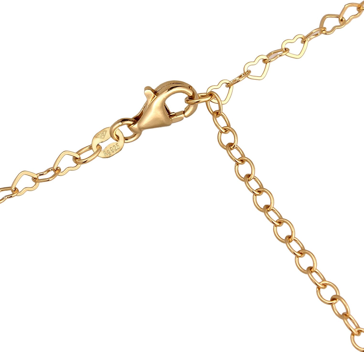 Bauchketten und Fußketten Set ELLI "Schmuckzubehör Taillenkette Body Chain Herz 925er Silber vergoldet" Gr. 65, gold, Schmuck_Sets, Damen, 65