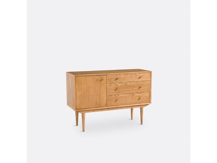 LA REDOUTE Buffet vintage, 1 porte, 3 tiroirs, Quilda Beige Chêne