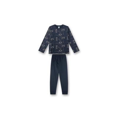 Schlafanzug SANETTA "Pyjama Pyjama Teens lang Game Zone", Jungen, Gr. 164, blau (dunkelblau), Obermaterial: 100% Baumwolle CO., Homewear-Sets Schlafanzug