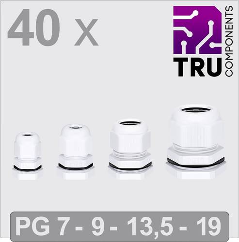 TRU COMPONENTS TC-13448628 Kabelverschraubung Polyamid Weiß 40St.