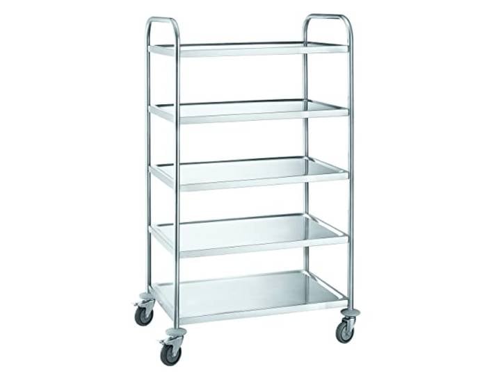 METRO Professional Servierwagen GST1005, Edelstahl, 85 x 52,6 x 154,3 cm, 5 Niveaus, Gesamtlast 200 kg, Silber