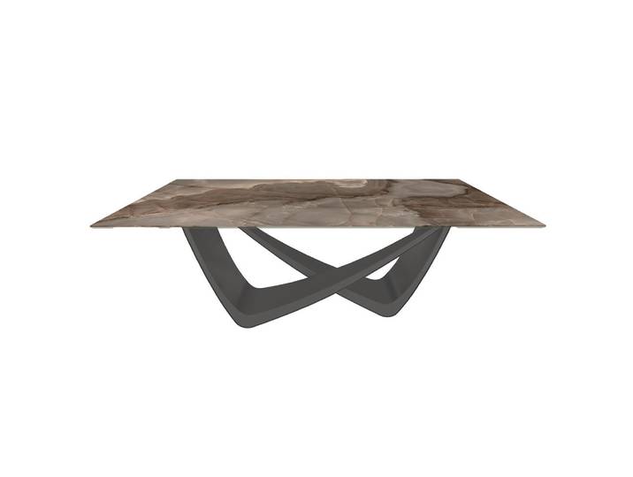 BONTEMPI table fixe rectangulaire avec structure anthracite BACH 53.80 200x100 cm (SuperMarble Choco brillant - Structure en acier laqué [...]