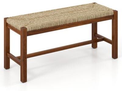 Costway 40 Inch Long Wood Bench with Solid Rubber Wood Frame-Walnut