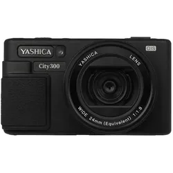 Yashica City 300 Black incl. QuickFlash Mini Camera Flash (50MP) (50 Mpx), Kamera, Schwarz