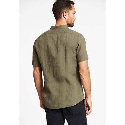 Leinenhemd LINDBERGH "Leinenhemd (Kurzarm) Modern Fit", Herren, Gr. XL, Normalgrößen, grün (army mel), Obermaterial: 100% Leinen, Hemden