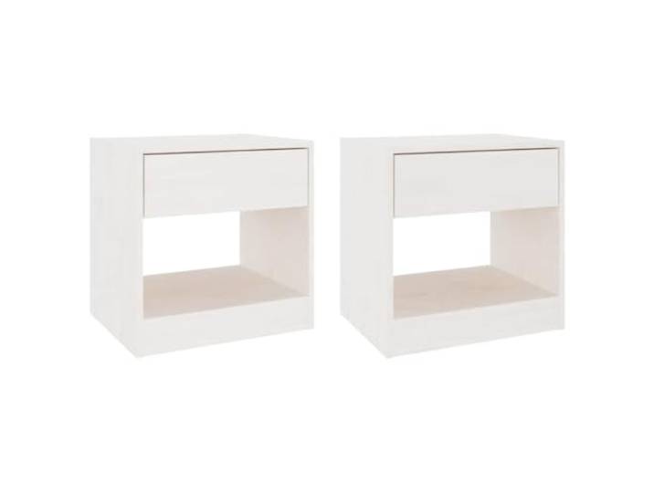 Heofavd Nachttisch 2er Set Weiß 40x31x40 cm Massivholz Kiefer Schrank