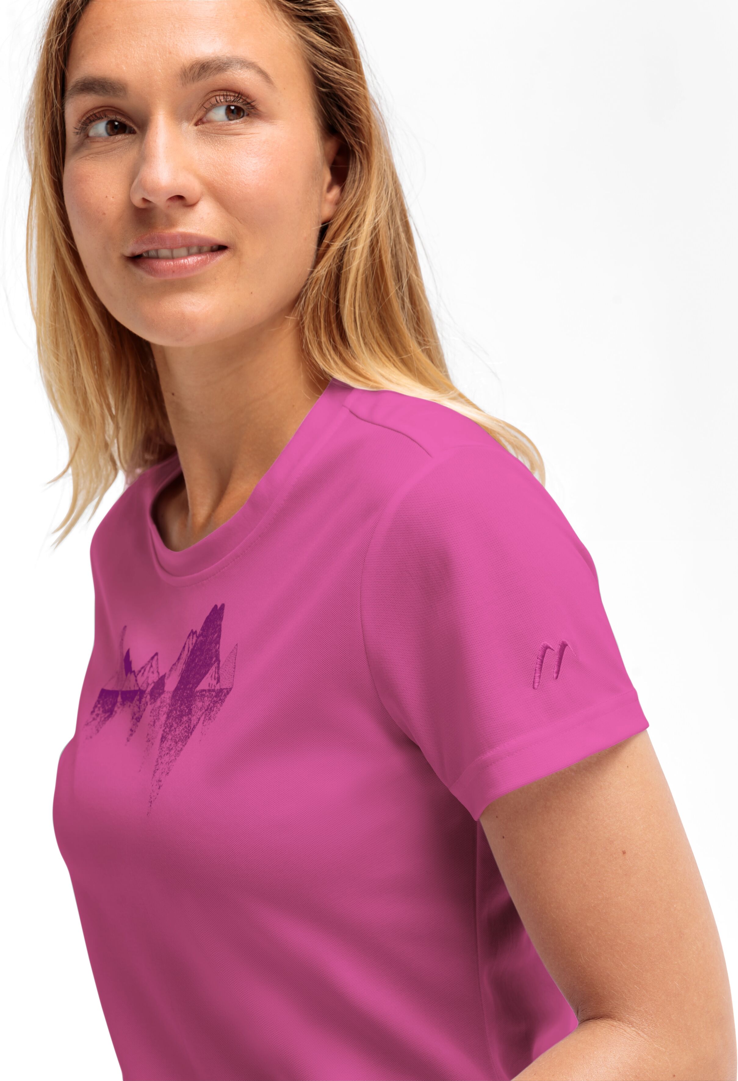 T-Shirt MAIER SPORTS "Tilia Pique W", Damen, Gr. 48, pink, 100% Polyester, Rundhals, Shirts T-Shirt, Damen Kurzarmshirt, leichtes Sommer Funktionsshirt, Rundhals, Reg Fit pink 48