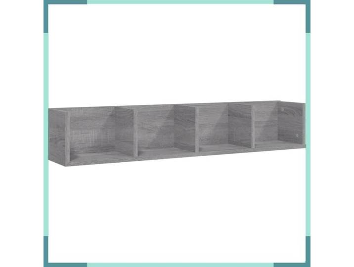 FHE Étagère murale à CD - Bois d'ingénierie - Rangement - Intérieur - Sonoma gris - 100x18x18 cm