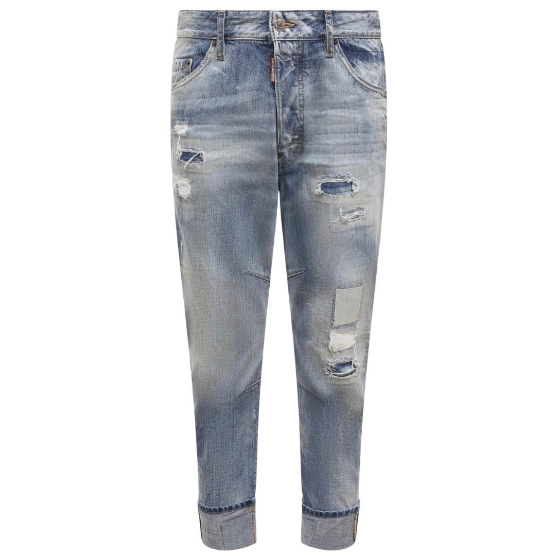 Dsquared2 Jeans Mit Used-patchwork-design, Lockere Passform, Blau