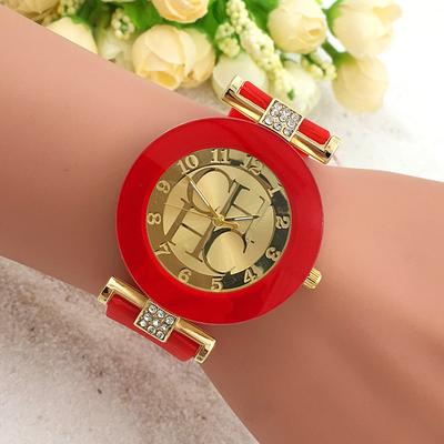 Fusion Finds Women's Quartz Watch Minimalist Diamond Casual Silicone Strap Wrist Watch red