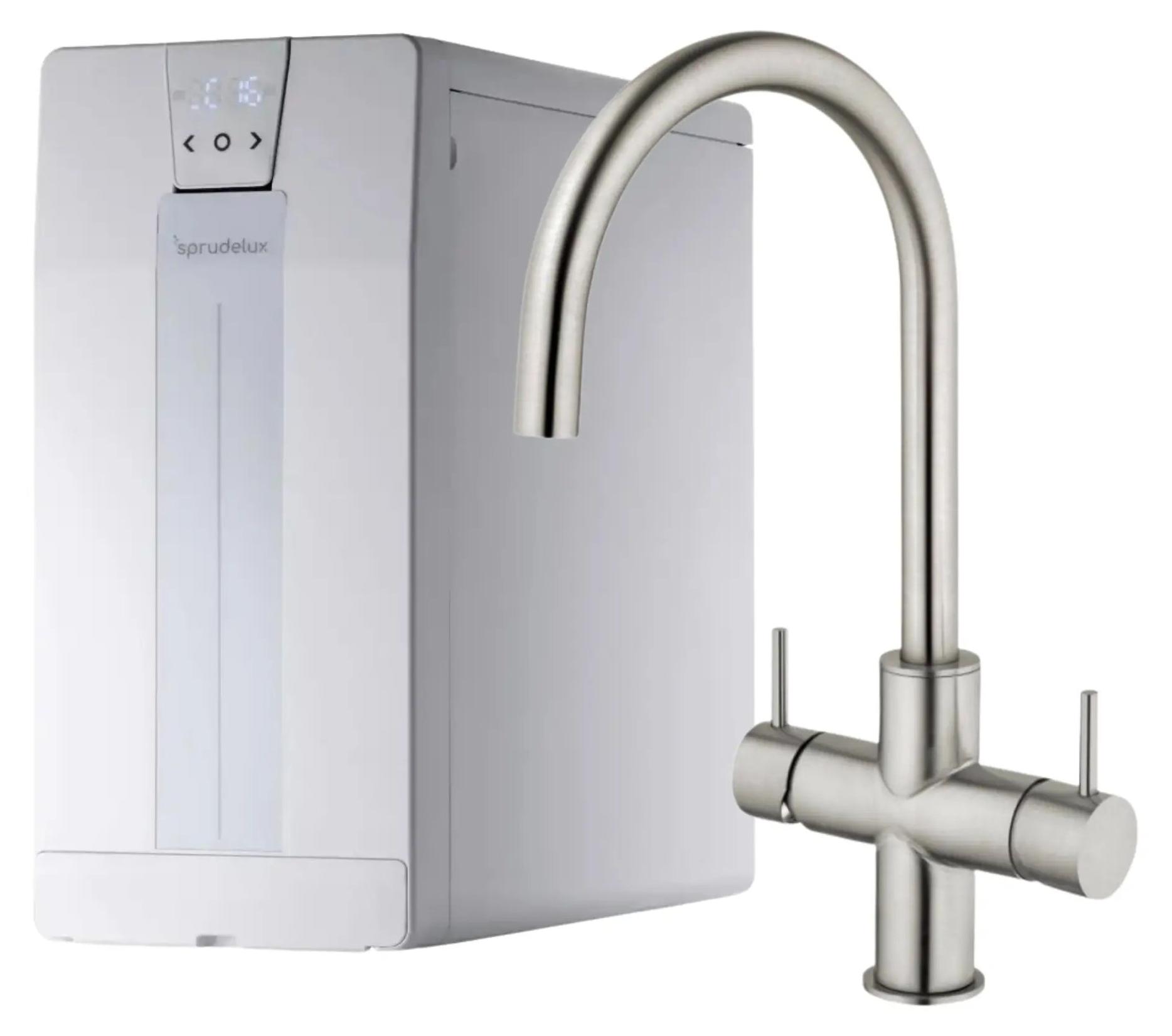 SPRUDELUX POWER SODA Sprudel-Wasserhahn - Untertisch Tafelwassergerät, gekühlt & sprudelnd - Cucina Unica, 2 kg CO₂