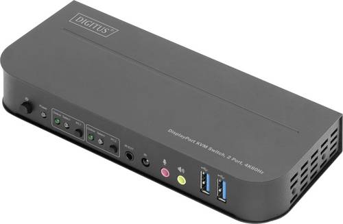 Digitus DS-12850 2+2 Port KVM-Umschalter DisplayPort, HDMI Fernbedienung, Tastatur 3840 x 2160 Pixel