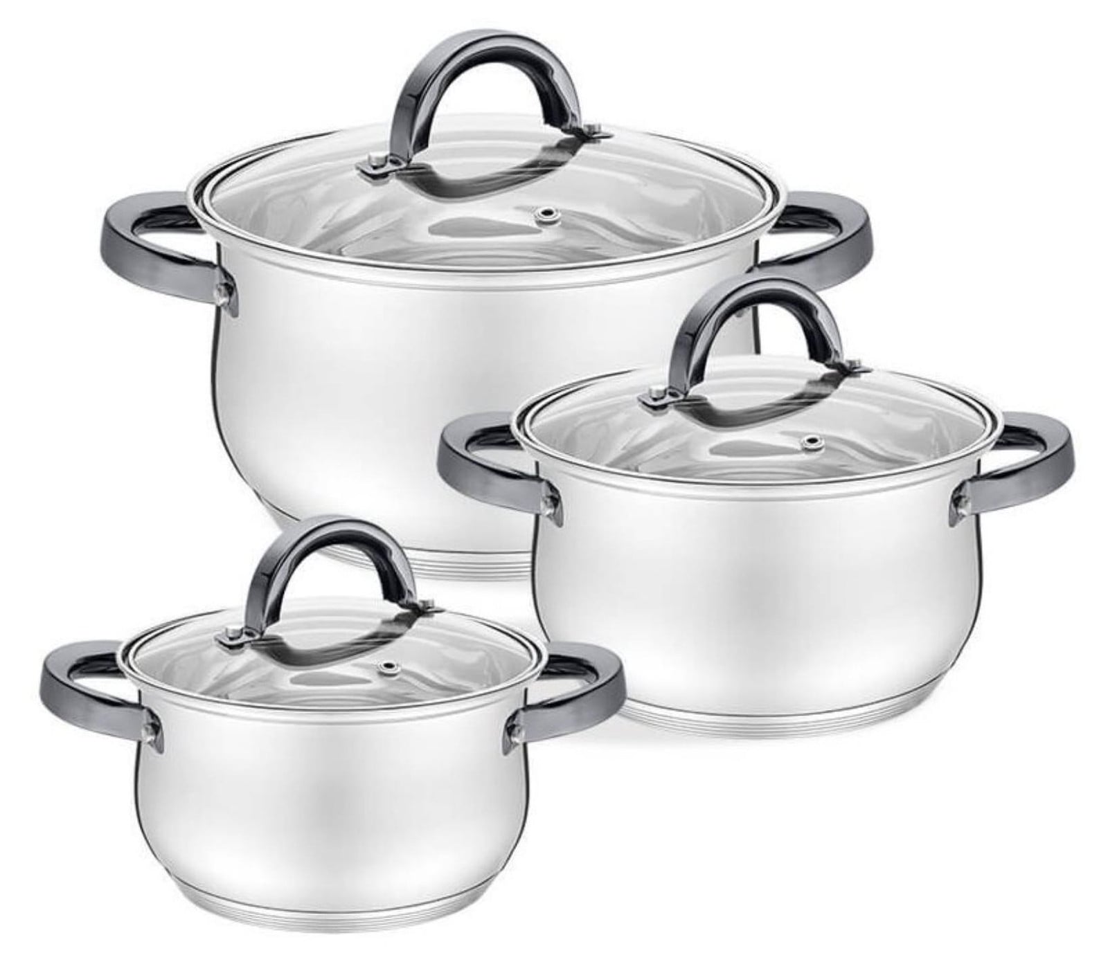 Maestro 6-delige kookset MR35226M Black met inhoud 1,8L, 2,5L en 3,5L
