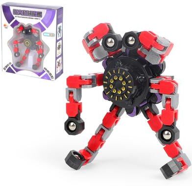 Multisell Products Hub Deformable Fidget Spinner Transforming Stress Relief Toy With Suction Cup Sensory Spinner For Kids And Adults red