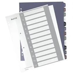 Leitz PC-beschriftbares Register »Style 1238«, Zahlen 1-12 mehrfarbig, 24.5x30.5 cm