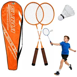Badminton-Set, Schläger, Federballhülle, Orange