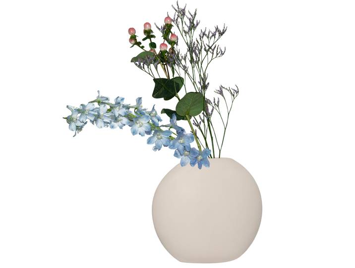 Vase aus Steingut, edle Blumenvase lasiert, creme, 26 x 8 x 31 cm