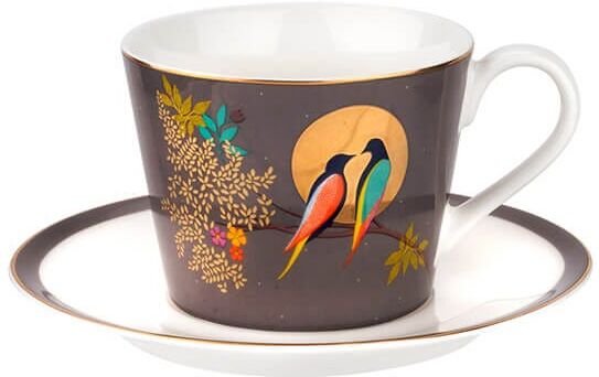 Sara Miller London Sara Miller Chelsea Collection Dark Grey Teacup & Saucer
