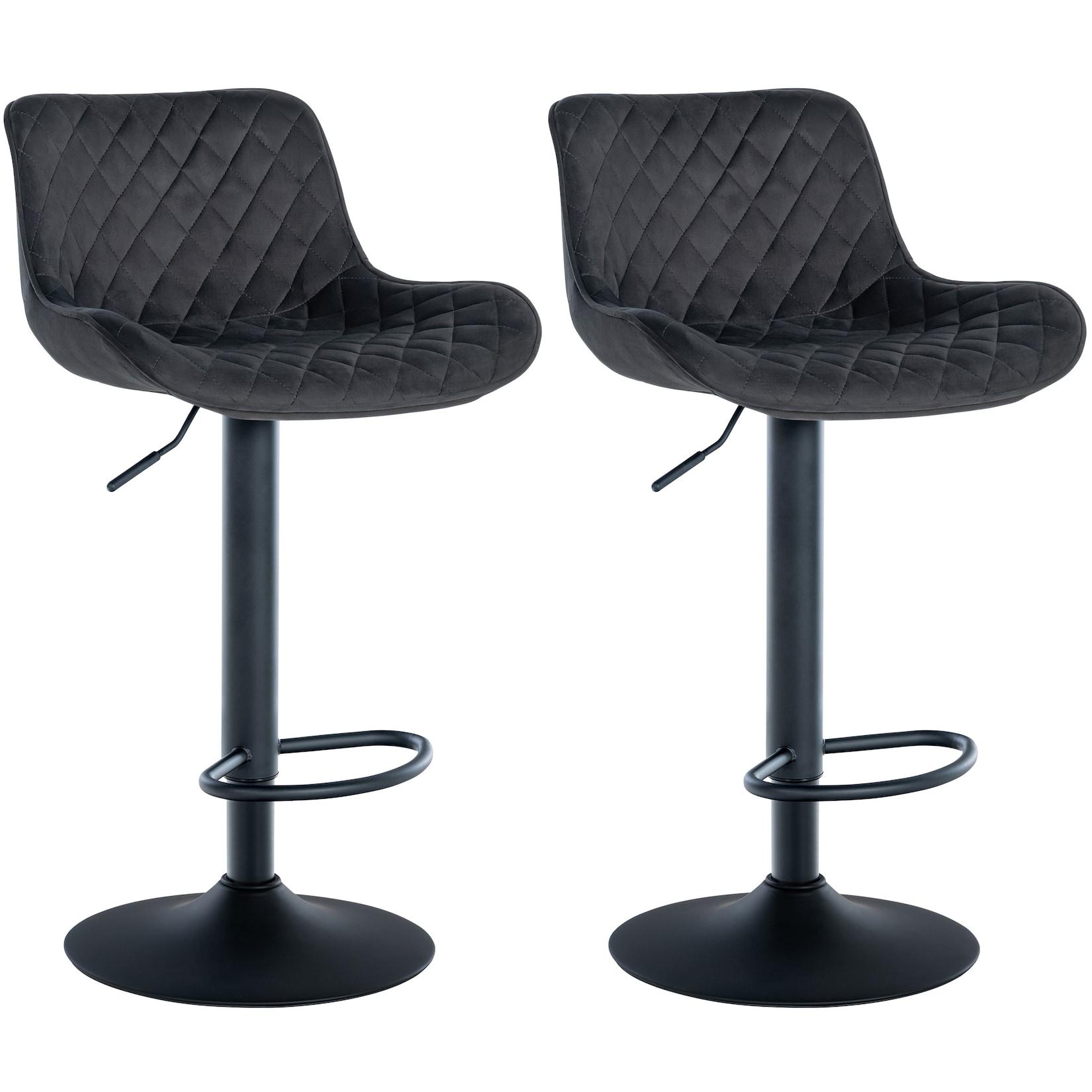 CLP 2er Set Barhocker Minosa Samt Farbe: schwarz, Material: Samt
