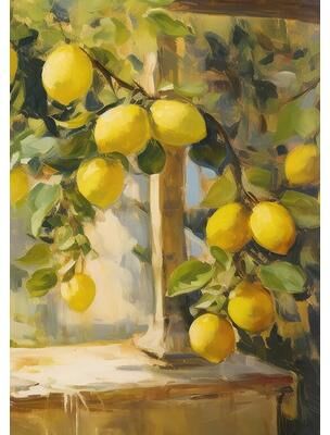 Inspired Living Fresh Lemon Garden Botanical Canvas Print Rustic Lemon Wall Art For Summer Home & Kitchen Decor 40x50cm 6