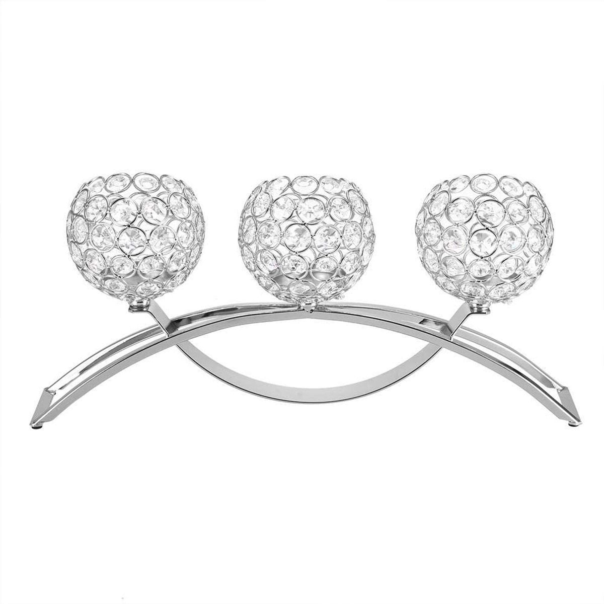 Dailygoods Dailygoody Kristallen Kaarsenhouder - Zilver - Vintage Stijl