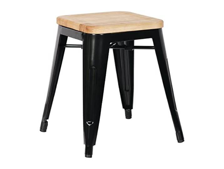 Bolero Bistro Hocker mit Holzsitzpolster Schwarz (4er Pack)