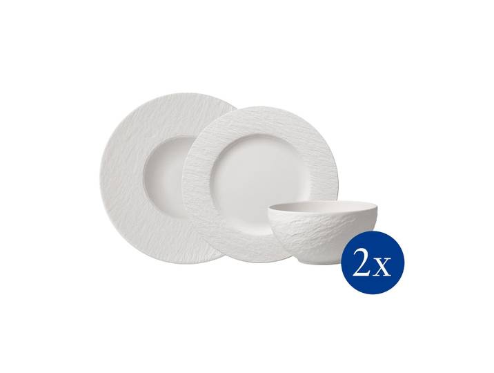 Geschirr-Set VILLEROY & BOCH Starter-Set Manufacture Rock weiß , weiß, Porzellan, Geschirr-Sets, Geschirr-Set