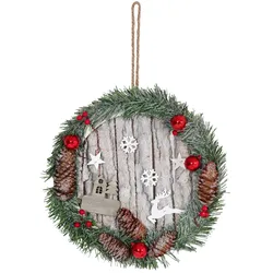 Mendler Türkranz HWC-M19, Dekokranz Weihnachtsdeko Kranz Weihnachtskranz, Tannenzapfen Holz rund Ø30cm
