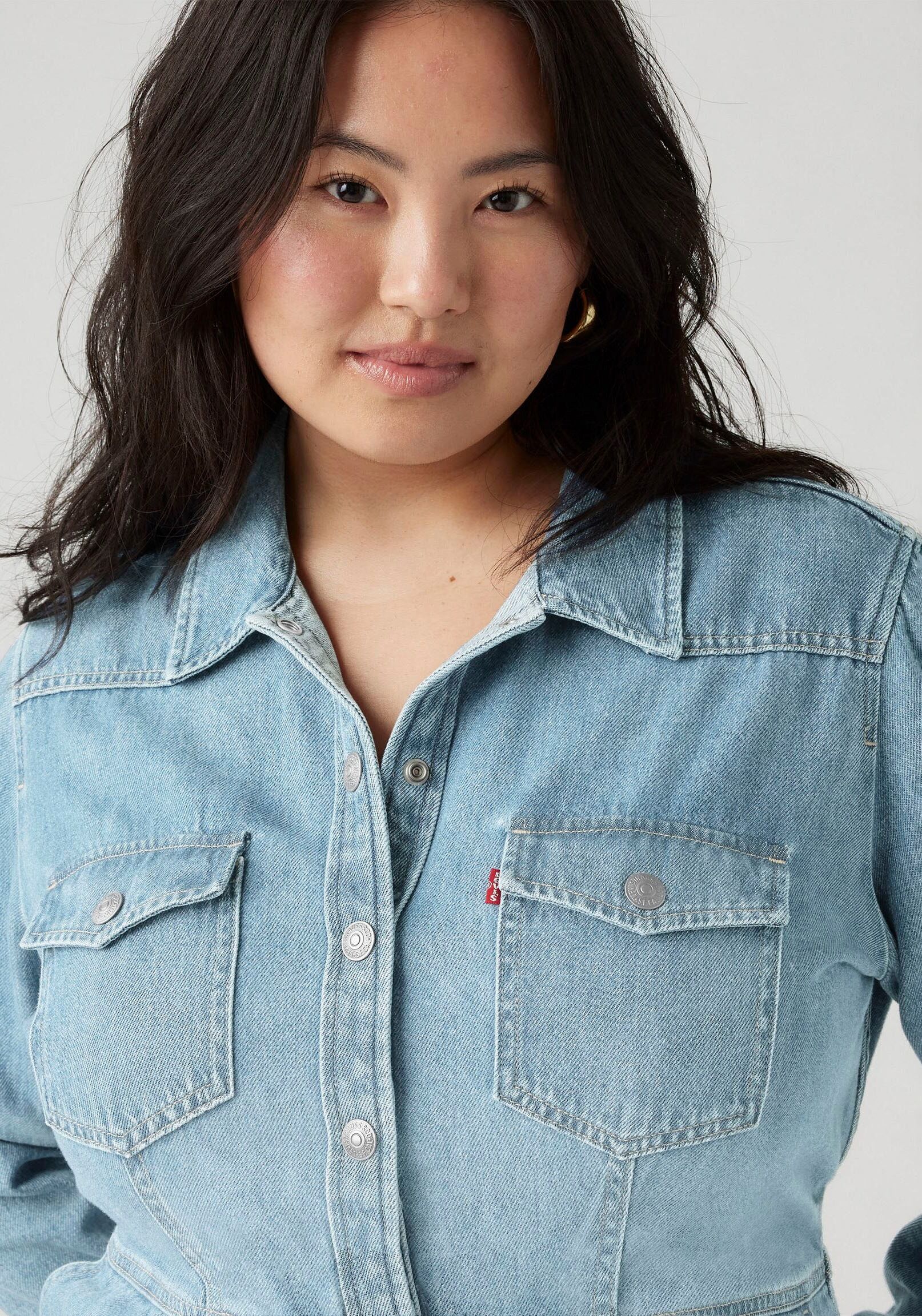 Jeanskleid LEVI'S PLUS, Damen, Gr. XXXL (54/56), N-Gr, blau (plant pause), Denim/Jeans, Obermaterial: 76% Baumwolle, 24% Polyester, Kleider Jeanskleid, aus klassischem Baumwolldenim plant pause XXXL (54/56), N-Gr